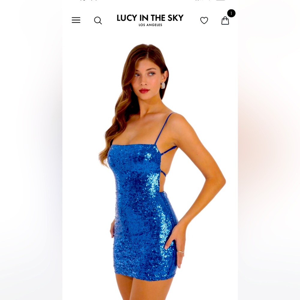 Lucy in the Sky-Starstruck Strappy Dress in Lapis Blue NWOT